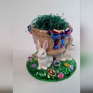 Christopher Radko Easter Bunny Candy Dish 2004 Galerie Au Chocolat Retired w Box